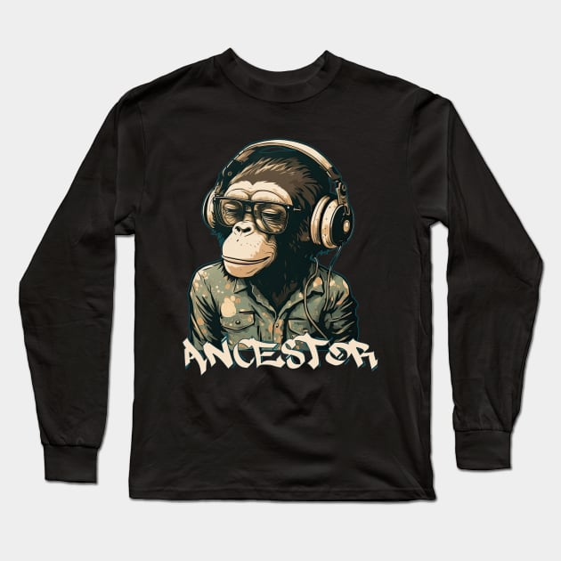 Chimpanzee Ancestor, lowbrow style 2 Long Sleeve T-Shirt by obstinator